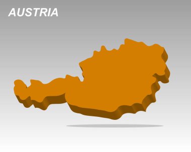 Modern tasarımla Avusturya 'nın temiz bir 3 boyutlu vektör haritası. Profesyonel sunumlar, veri görselleştirme ve bilgi grafikleri için mükemmel