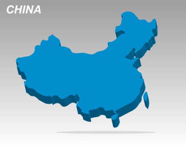 Modern tasarımla Çin 'in temiz bir 3 boyutlu vektör haritası. Profesyonel sunumlar, veri görselleştirme ve bilgi grafikleri için mükemmel