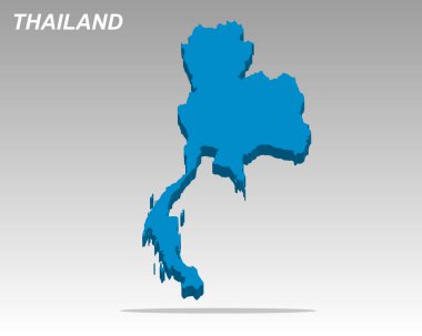 Modern tasarımla Tayland 'ın temiz bir 3 boyutlu vektör haritası. Profesyonel sunumlar, veri görselleştirme ve bilgi grafikleri için mükemmel