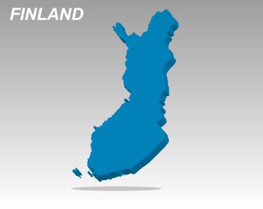 Modern tasarımla Finlandiya 'nın temiz bir üç boyutlu vektör haritası. Profesyonel sunumlar, veri görselleştirme ve bilgi grafikleri için mükemmel