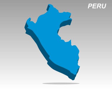 Modern bir tasarıma sahip, Peru 'nun temiz bir üç boyutlu vektör haritası. Profesyonel sunumlar, veri görselleştirme ve bilgi grafikleri için mükemmel