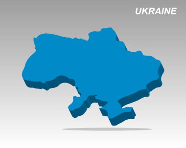 Modern tasarımı olan temiz bir Ukrayna 3 boyutlu vektör haritası. Profesyonel sunumlar, veri görselleştirme ve bilgi grafikleri için mükemmel