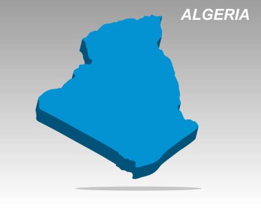 Modern tasarımla Cezayir 'in temiz bir 3 boyutlu vektör haritası. Profesyonel sunumlar, veri görselleştirme ve bilgi grafikleri için mükemmel