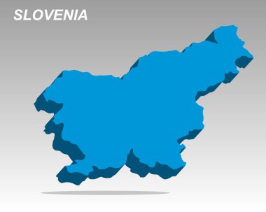 Slovenya 'nın modern tasarımlı temiz bir üç boyutlu vektör haritası. Profesyonel sunumlar, veri görselleştirme ve bilgi grafikleri için mükemmel