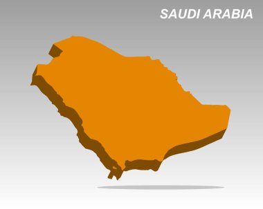 Modern tasarımla Suudi Arabistan 'ın temiz bir üç boyutlu vektör haritası. Profesyonel sunumlar, veri görselleştirme ve bilgi grafikleri için mükemmel