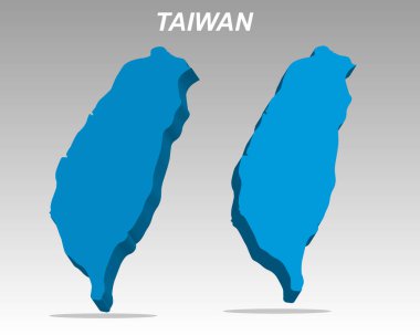 Modern tasarımla birlikte Tayvan 'ın temiz bir 3 boyutlu vektör haritası. Profesyonel sunumlar, veri görselleştirme ve bilgi grafikleri için mükemmel