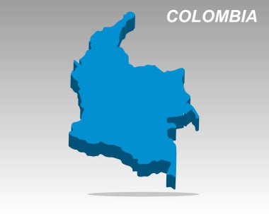 Modern tasarımı olan temiz bir Kolombiya 3 boyutlu vektör haritası. Profesyonel sunumlar, veri görselleştirme ve bilgi grafikleri için mükemmel