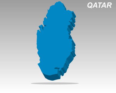 Modern bir tasarıma sahip Katar 'ın temiz bir üç boyutlu vektör haritası. Profesyonel sunumlar, veri görselleştirme ve bilgi grafikleri için mükemmel