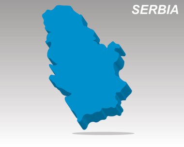 Modern bir tasarıma sahip, Sırbistan 'ın temiz bir üç boyutlu vektör haritası. Profesyonel sunumlar, veri görselleştirme ve bilgi grafikleri için mükemmel