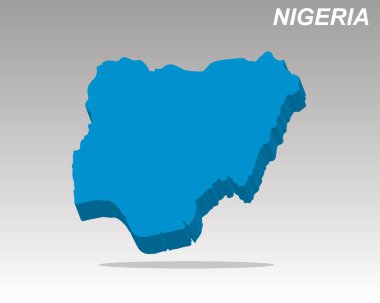 Nijerya 'nın 3 boyutlu vektör haritası modern, çıkarılmış bir şekilde. Batı Afrika iş raporları, ekonomik veriler veya seyahat bilgileri için temel grafik