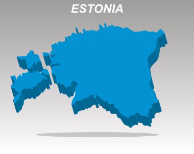 İş sunumları, teknoloji kavramları veya veri görselleştirmesi için Estonya 'nın 3B izometrik vektör haritası