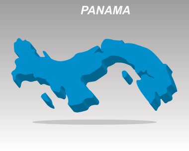 Panama ve Kanal 'ın 3 boyutlu izometrik vektör haritası. İş sunumları, mali raporlar veya Orta Amerika seyahat projeleri için mükemmel