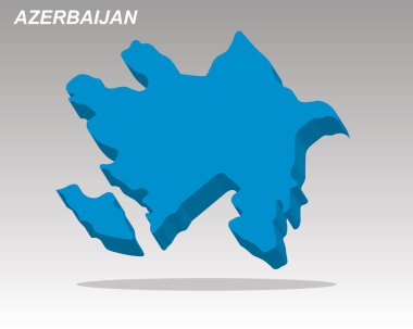 Azerbaycan 'ın 3 boyutlu vektör haritası modern, minimalist tarzda. Azerbaycan 'ı kapsayan iş, seyahat ve coğrafi sunumlar için bu düzenlenebilir Azerbaycan grafiğini kullanın