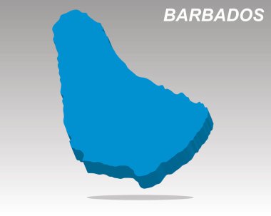 Barbados 'un temiz, trend üç boyutlu izometrik vektör haritası. Barbados ülke hatlarının bu popüler grafiği Barbados hakkında sunumlar, haberler ve seyahat temalı tasarımlar için idealdir.