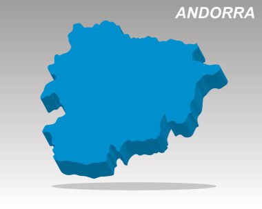Andorra 'nın 3 boyutlu izometrik vektör haritası, modern, temiz bir coğrafya çizimi. Andorra ile ilgili yüksek trafik yolculuğu ya da iş içeriği için mükemmel; Andorra 'nın bu benzersiz grafiğini indirin