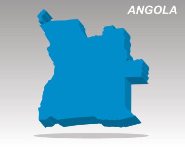 Angola 'nın 3D izometrik harita vektörü, seyahat veya iş içeriği için mükemmel bir modern coğrafya çizimi