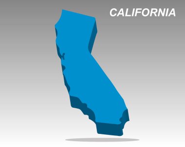 Kaliforniya, Birleşik Devletler 3D harita vektör simgesi. ABD 'de teknoloji, seyahat veya iş dünyası için modern, trend coğrafya grafiği