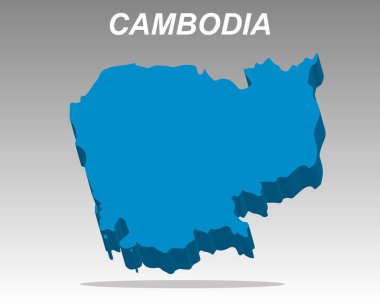 Modern bir damla gölgesi olan 3 boyutlu moda Kamboçya haritası vektörü. Kamboçya için teknoloji, iş ve seyahat tasarımları için harika.