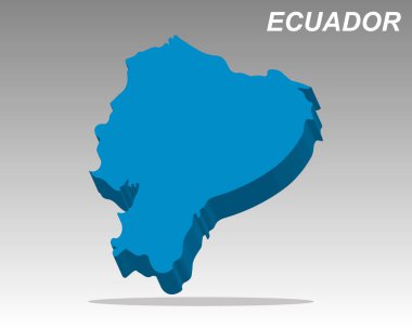 Küresel seyahat bilgileri için Ekvador 'un 3D vektör haritası. Ekvador 'un ve Güney Amerika kıtasının izole edilmiş modern silueti. Düzenlenebilir Ekvador konum verisi