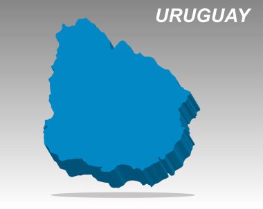 Güney Amerika bilgi grafikleri için Uruguay 'ın 3D vektör haritası. Uruguay 'ın izole edilmiş modern geometrik silueti. Uruguay 'ın yüksek talep gören coğrafyası