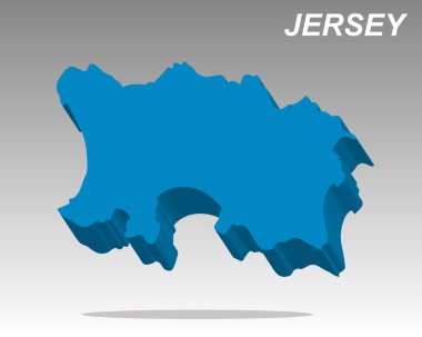 Jersey 'in modern 3 boyutlu vektör haritası. Jersey hakkında finans, seyahat ve veri görselleştirme projeleri için yüksek talep içeren EPS grafikleri. Jersey 'nin Kanal Adası haritası