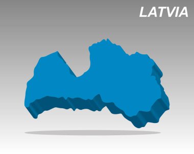 Letonya 'nın temiz 3 boyutlu vektör haritası. Veri, ağ ve seyahat için minimalist izometrik çizim. Yüksek kalite Letonya grafiği. Haritacılık ve iş için mükemmel.