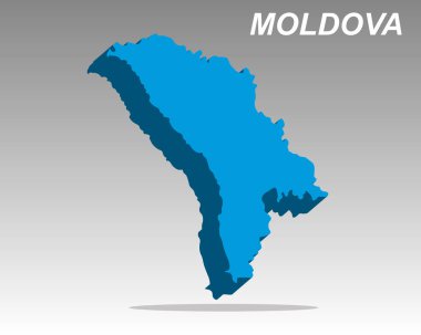Moldova 'nın modern 3 boyutlu vektör haritası. Veri, ağ ve seyahat için temiz, minimalist geometrik çizim. Yüksek kalite Moldova grafiği