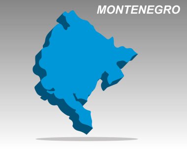 Karadağ 'ın temiz üç boyutlu vektör haritası. Veri, ağ ve seyahat için düşen gölgeyle miniminalist izometrik çizim. Karadağ 'ın yüksek kaliteli vektörü