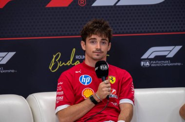 Macaristan GP GP GP F1 2025 17 Ekim 'de Budapeşte, Macaristan - Ferrari Formula 1 Charles Leclerc sürücüsü