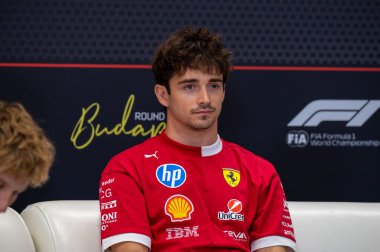 Macaristan GP GP GP F1 2025 17 Ekim 'de Budapeşte, Macaristan - Ferrari Formula 1 Charles Leclerc sürücüsü