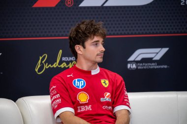 Macaristan GP GP GP F1 2025 17 Ekim 'de Budapeşte, Macaristan - Ferrari Formula 1 Charles Leclerc sürücüsü
