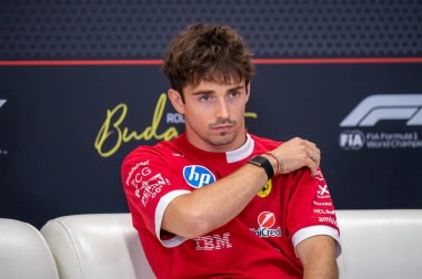 Macaristan GP GP GP F1 2025 17 Ekim 'de Budapeşte, Macaristan - Ferrari Formula 1 Charles Leclerc sürücüsü