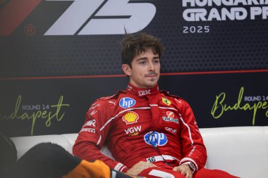 Macaristan GP GP GP F1 2025 17 Ekim 'de Budapeşte, Macaristan - Ferrari Formula 1 Charles Leclerc sürücüsü
