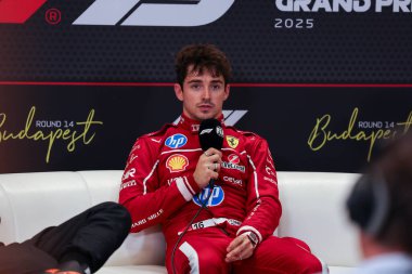 Macaristan GP GP GP F1 2025 17 Ekim 'de Budapeşte, Macaristan - Ferrari Formula 1 Charles Leclerc sürücüsü
