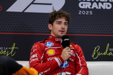 Macaristan GP GP GP F1 2025 17 Ekim 'de Budapeşte, Macaristan - Ferrari Formula 1 Charles Leclerc sürücüsü
