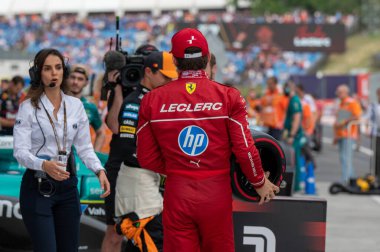 Macaristan GP GP GP F1 2025 17 Ekim 'de Budapeşte, Macaristan - Ferrari Formula 1 Charles Leclerc sürücüsü