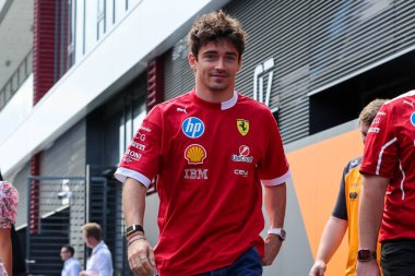 Macaristan GP GP GP F1 2025 17 Ekim 'de Budapeşte, Macaristan - Ferrari Formula 1 Charles Leclerc sürücüsü