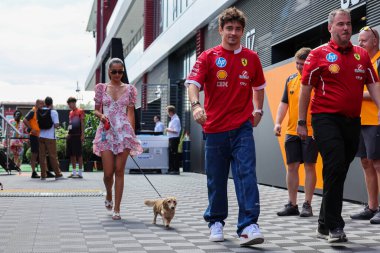 Macaristan GP GP GP F1 2025 17 Ekim 'de Budapeşte, Macaristan - Ferrari Formula 1 Charles Leclerc sürücüsü