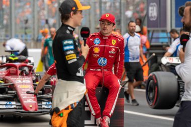 Macaristan GP GP GP F1 2025 17 Ekim 'de Budapeşte, Macaristan - Ferrari Formula 1 Charles Leclerc sürücüsü