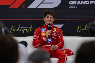 Macaristan GP GP GP F1 2025 17 Ekim 'de Budapeşte, Macaristan - Ferrari Formula 1 Charles Leclerc sürücüsü