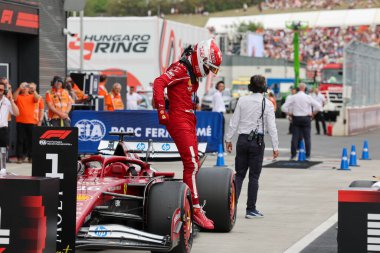 Macaristan GP GP GP F1 2025 17 Ekim 'de Budapeşte, Macaristan - Ferrari Formula 1 Charles Leclerc sürücüsü