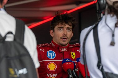 Macaristan GP GP GP F1 2025 17 Ekim 'de Budapeşte, Macaristan - Ferrari Formula 1 Charles Leclerc sürücüsü