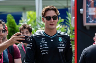 Macaristan GP GP GP F1 2025 17 Ekim 'de Budapeşte, Macaristan' da Mercedes için Formula 1 George Russell sürücüsü