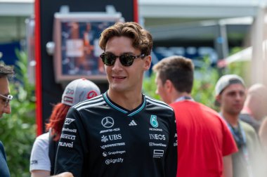 Macaristan GP GP GP F1 2025 17 Ekim 'de Budapeşte, Macaristan' da Mercedes için Formula 1 George Russell sürücüsü