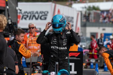 Macaristan GP GP GP F1 2025 17 Ekim 'de Budapeşte, Macaristan' da Mercedes için Formula 1 George Russell sürücüsü