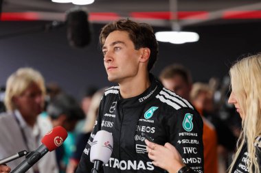 Macaristan GP GP GP F1 2025 17 Ekim 'de Budapeşte, Macaristan' da Mercedes için Formula 1 George Russell sürücüsü