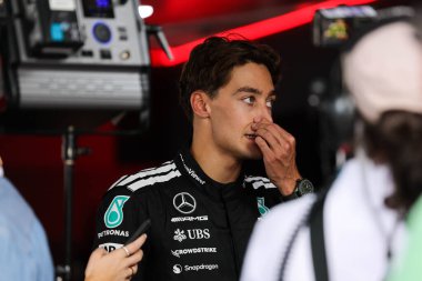 Macaristan GP GP GP F1 2025 17 Ekim 'de Budapeşte, Macaristan' da Mercedes için Formula 1 George Russell sürücüsü