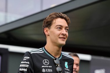 Macaristan GP GP GP F1 2025 17 Ekim 'de Budapeşte, Macaristan' da Mercedes için Formula 1 George Russell sürücüsü