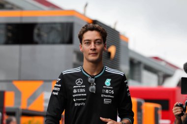 Macaristan GP GP GP F1 2025 17 Ekim 'de Budapeşte, Macaristan' da Mercedes için Formula 1 George Russell sürücüsü