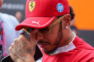 Macaristan GP GP GP F1 2025 17 Ekim 'de Budapeşte, Macaristan - Formula 1 Lewis Hamilton Ferrari sürücüsü